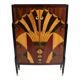 Art Deco cabinet with two doors, marquetry fan pattern in beech wood.
