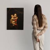 Antique religious painting Madonna and Child from the 18th century