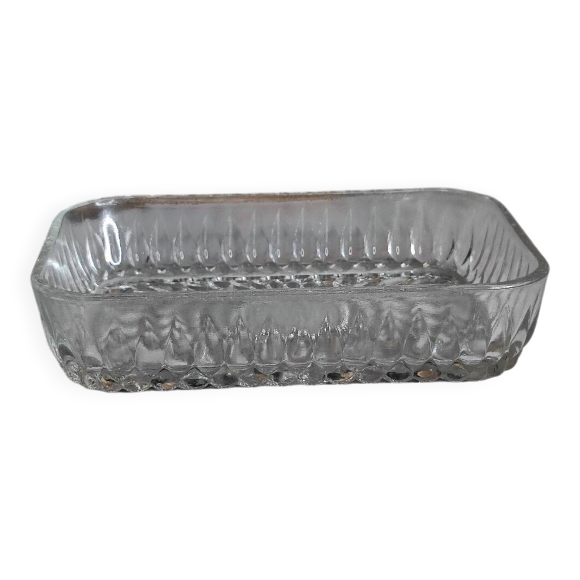 Molded glass ramekin / butter dish