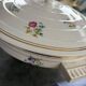 Vintage soup tureen with Art Deco flowers, opaque porcelain, Versailles.