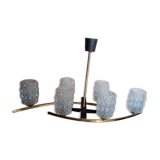Lustre Arlus 6 feux en laiton doré, vers 1950