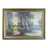 Forest Landscape, 20th Century, Oil on Canvas, Framed