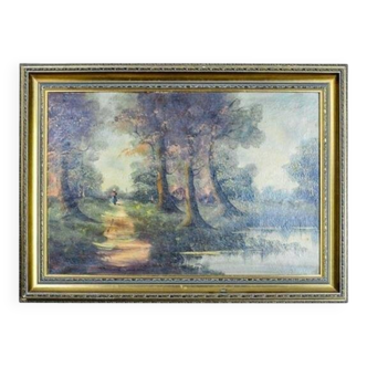 Forest Landscape, 20th Century, Oil on Canvas, Framed