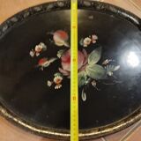 Hand-painted tray in enamelled sheet metal with a bouquet of Napoleon flowers