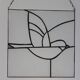 Vitrail décoratif oiseau, style Tiffany, verre coloré fait main 40×40 cm