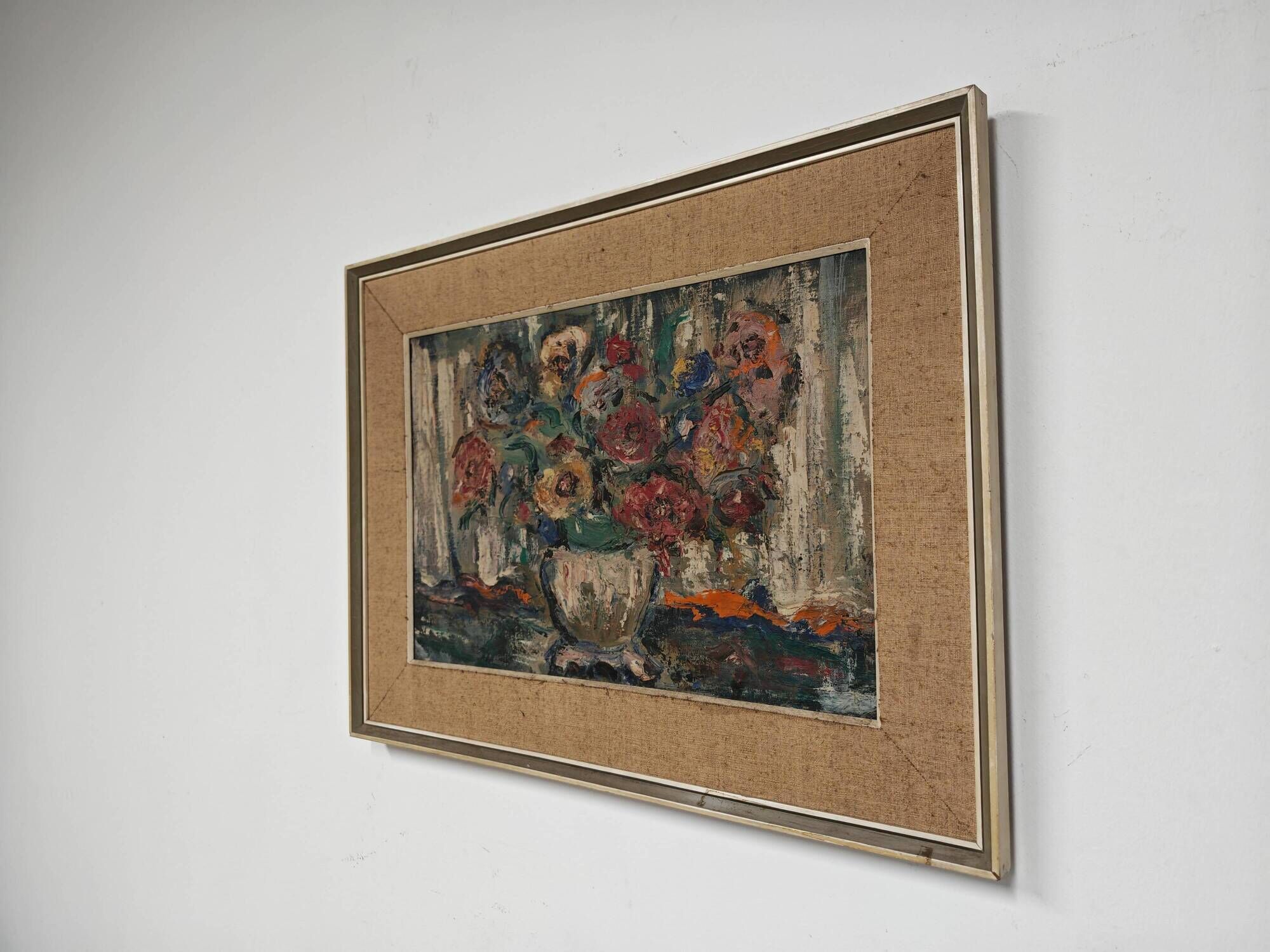 Modernist oil on canvas 'Flowers' by Branislava Modelska-Jovanovic