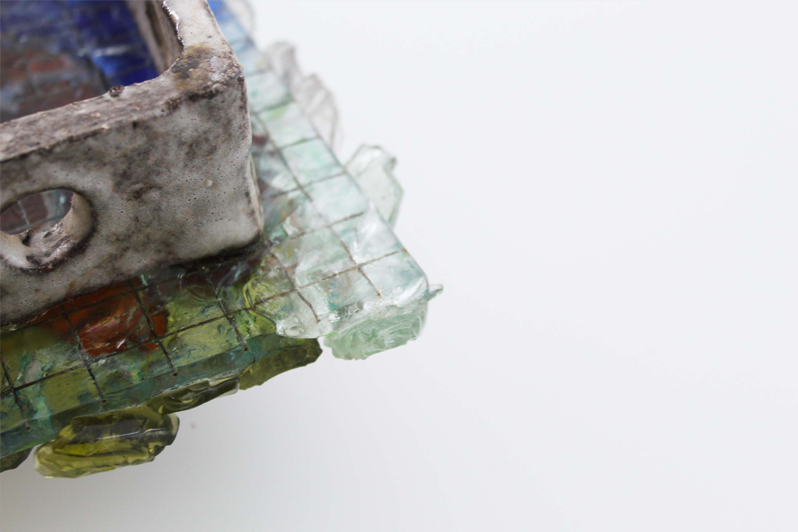 Pair of faceted glass brutalist sconces