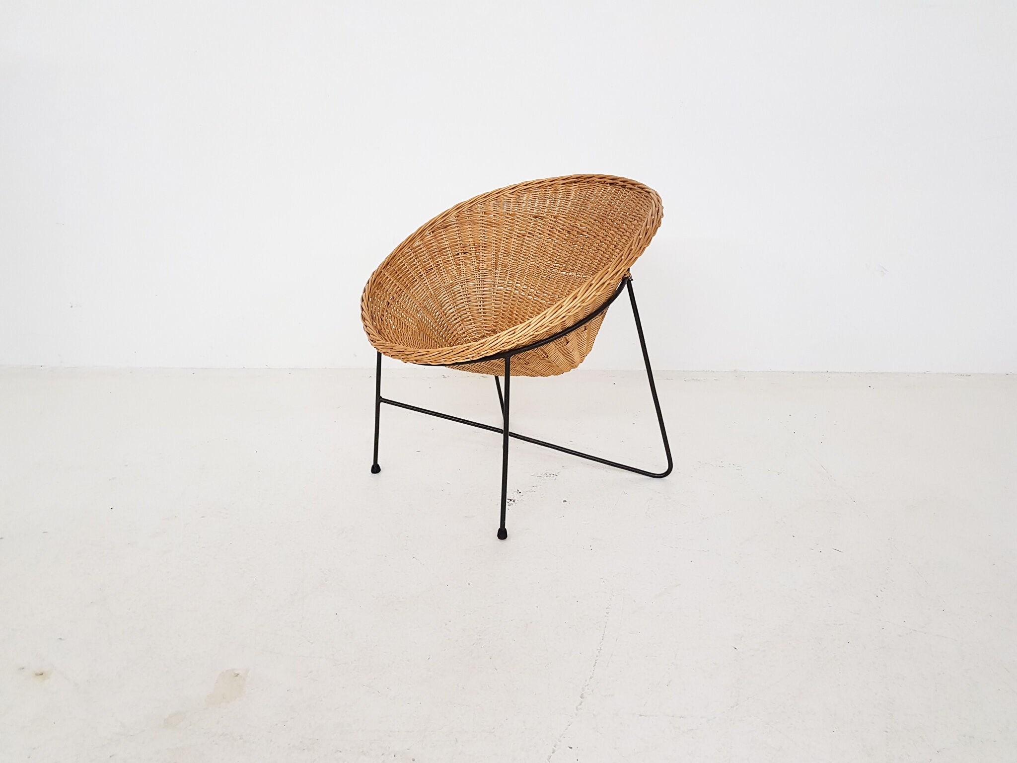 Rattan and metal lounge chair, The Netherlands 1950