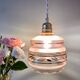 Suspension tulipe vintage art déco en verre rose et doré