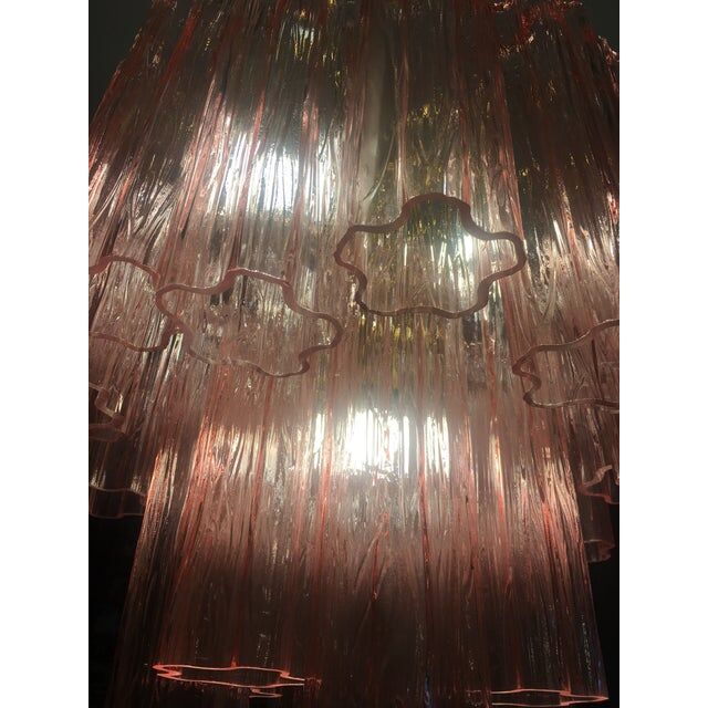 Pink Murano Glass Chandelier Tronchi Venini Style, set of 2 or a pair of chandeliers