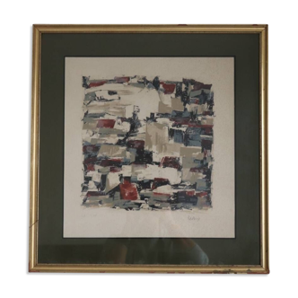 Tableau Abstrait vintage signé Bepoix beaux art brest