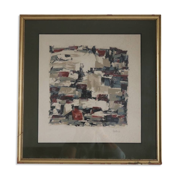 Tableau Abstrait vintage signé Bepoix beaux art brest