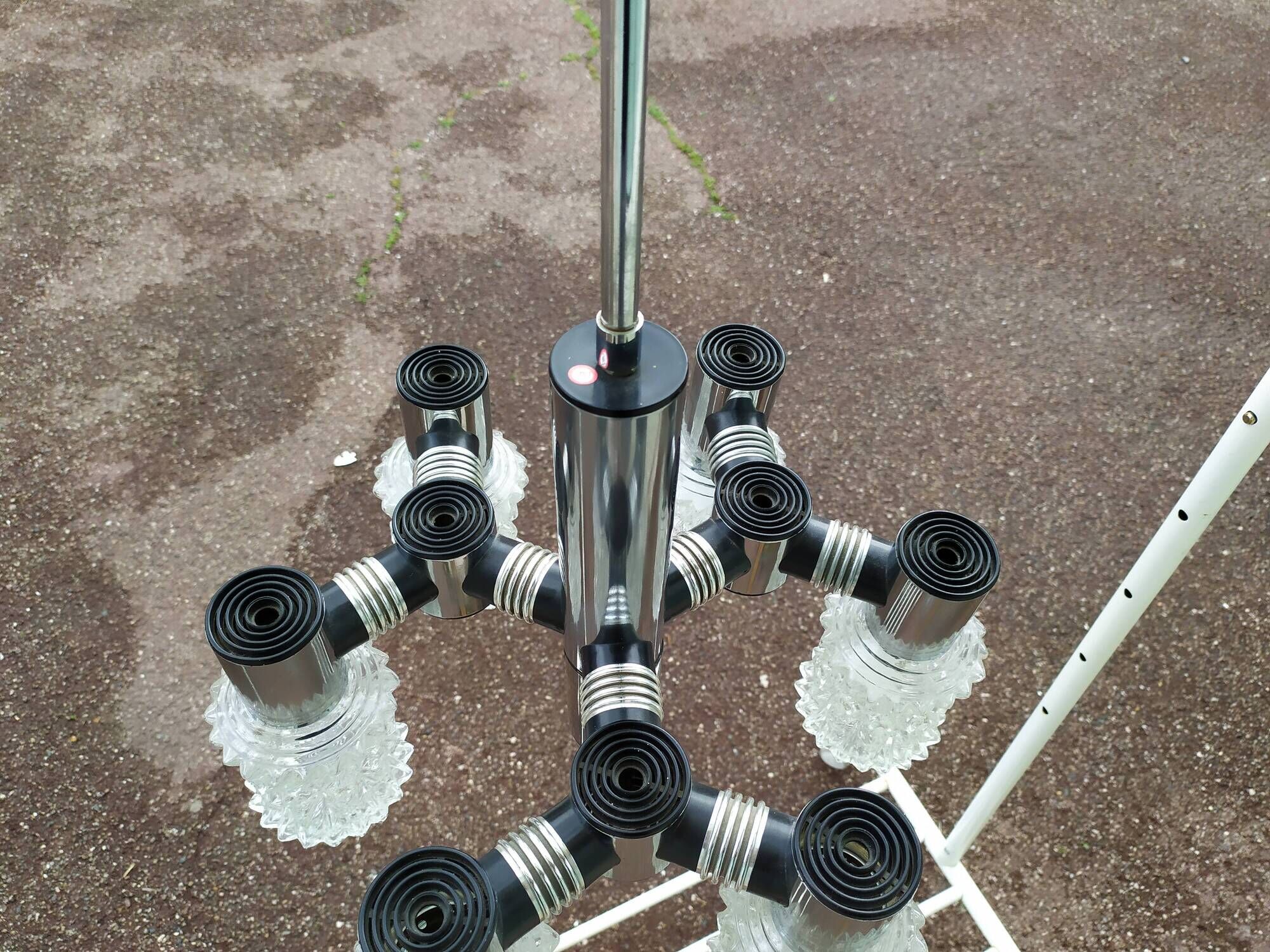Vintage ceiling lamp in chrome plated and glass cut from targetti 1970 - 6 lamps
