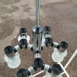 Vintage ceiling lamp in chrome plated and glass cut from targetti 1970 - 6 lamps