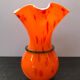 Vase verre multicouche orange col corolle vintage