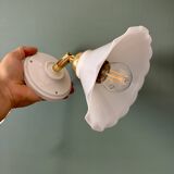 Vintage wall lamp with white opaline glass shade