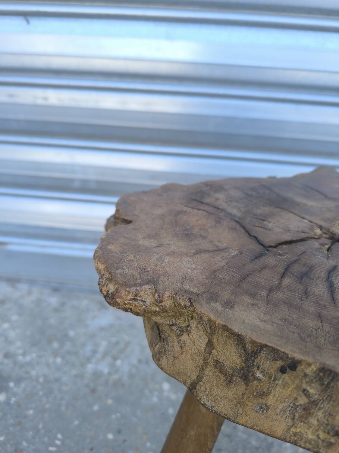 Solid elm tripod stool