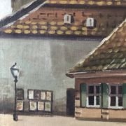 Large Original Vintage Countryside Cottage Oil Painting, circa 1923