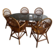 Rattan high table / smoked glass top