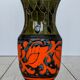 Sgraffito Scraffito enameled ceramic vase in green and orange colors - Year 1950