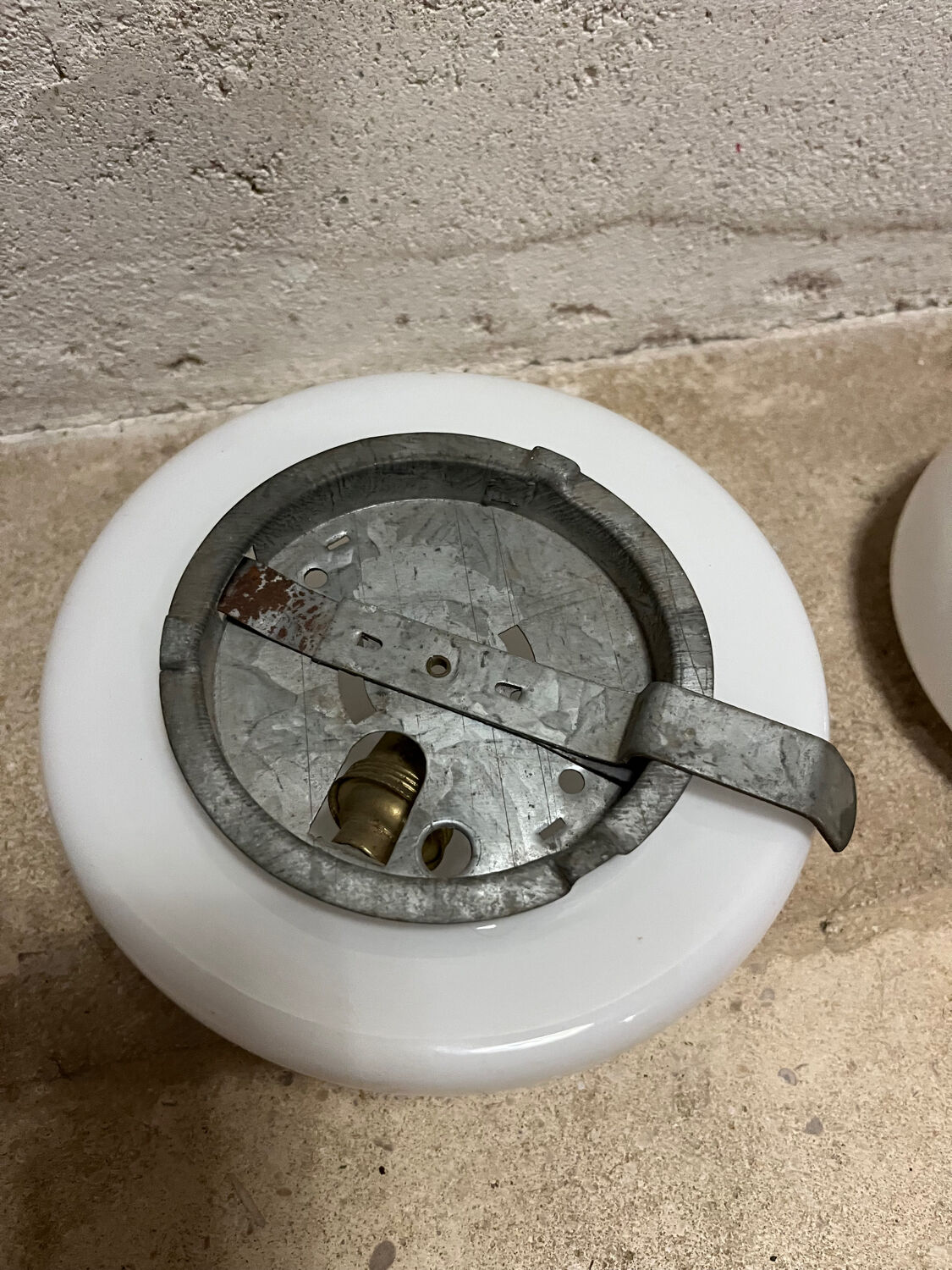 Round opaline wall lamp 1970