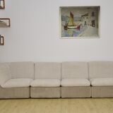 Mid-Century Beige Corduroy Modular Sofa, 1970s
