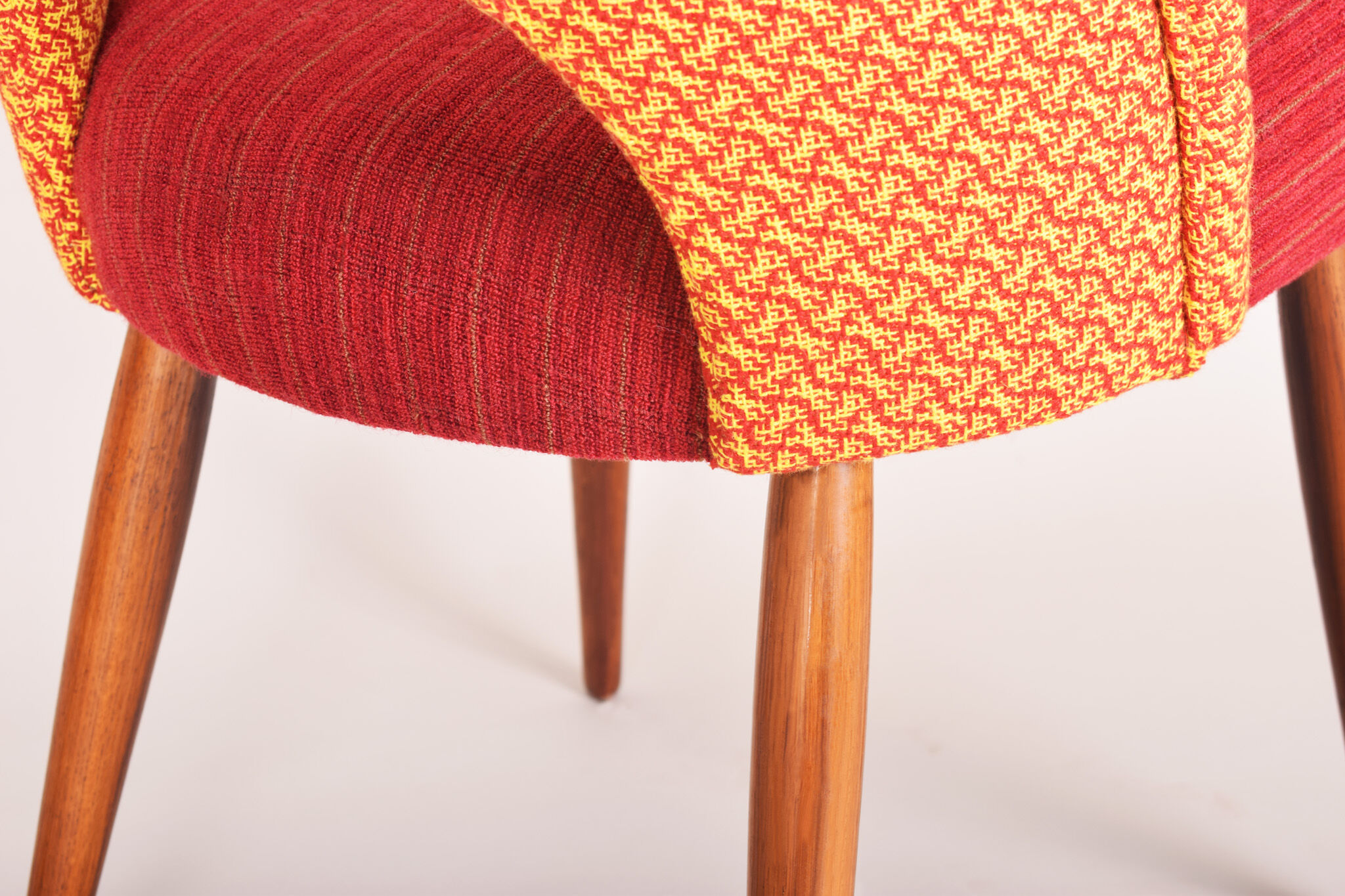 Four czechoslovak midcentury chairs, with new upholstery and original fabric