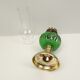 Green and transparent kerosene lamp in glass and metal 33 cm