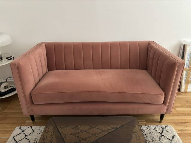 Compact powder pink sofa made
