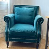 Chedderfield velvet studded armchair