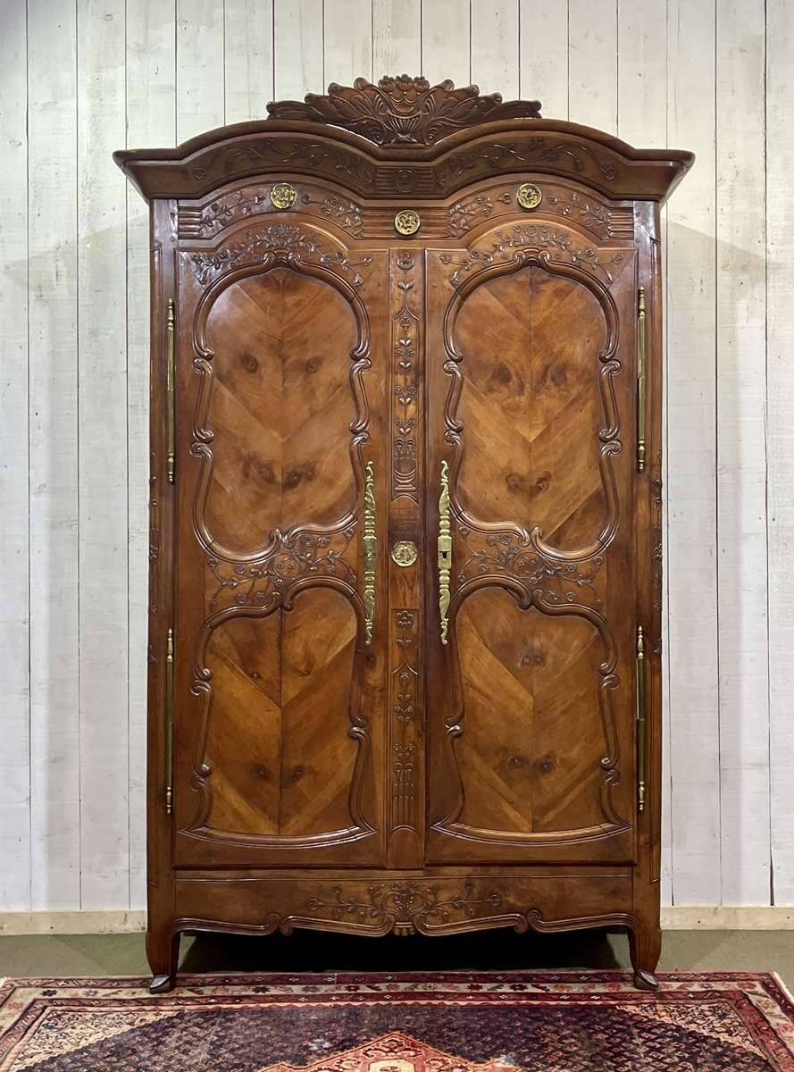 19th-century Rennes wardrobe in cherry wood signed Louis Boutin