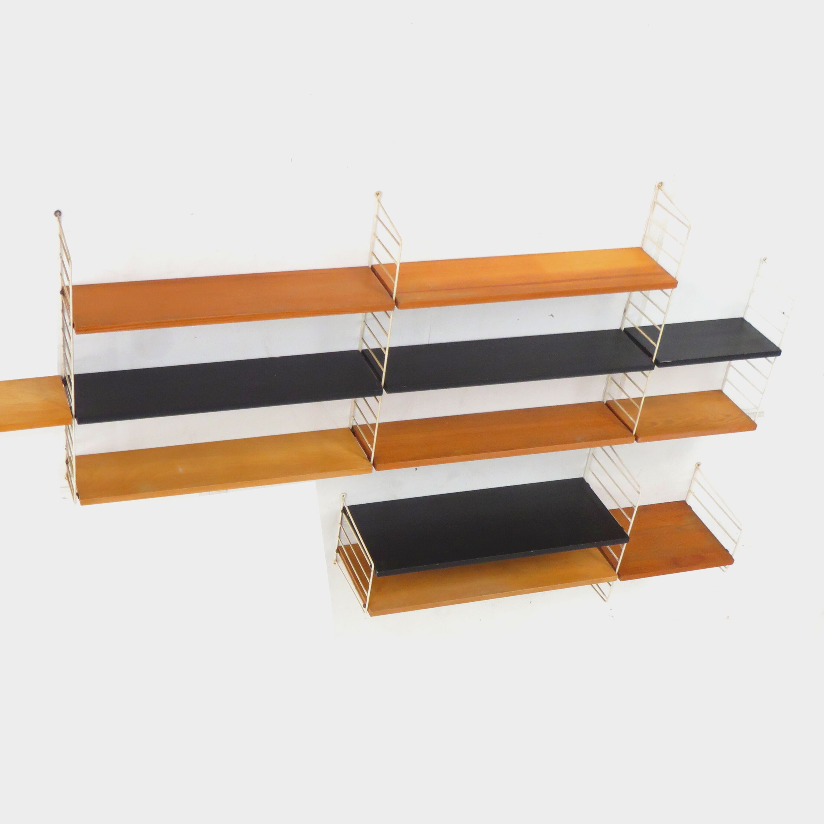 Mid century wall unit shelving system by Nisse Strinning for String AB, Sweden 1950s-1960s