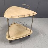 Italian Lacquered Goatskin / Parchment Serving Bar Cart by Aldo Tura, 1960s
