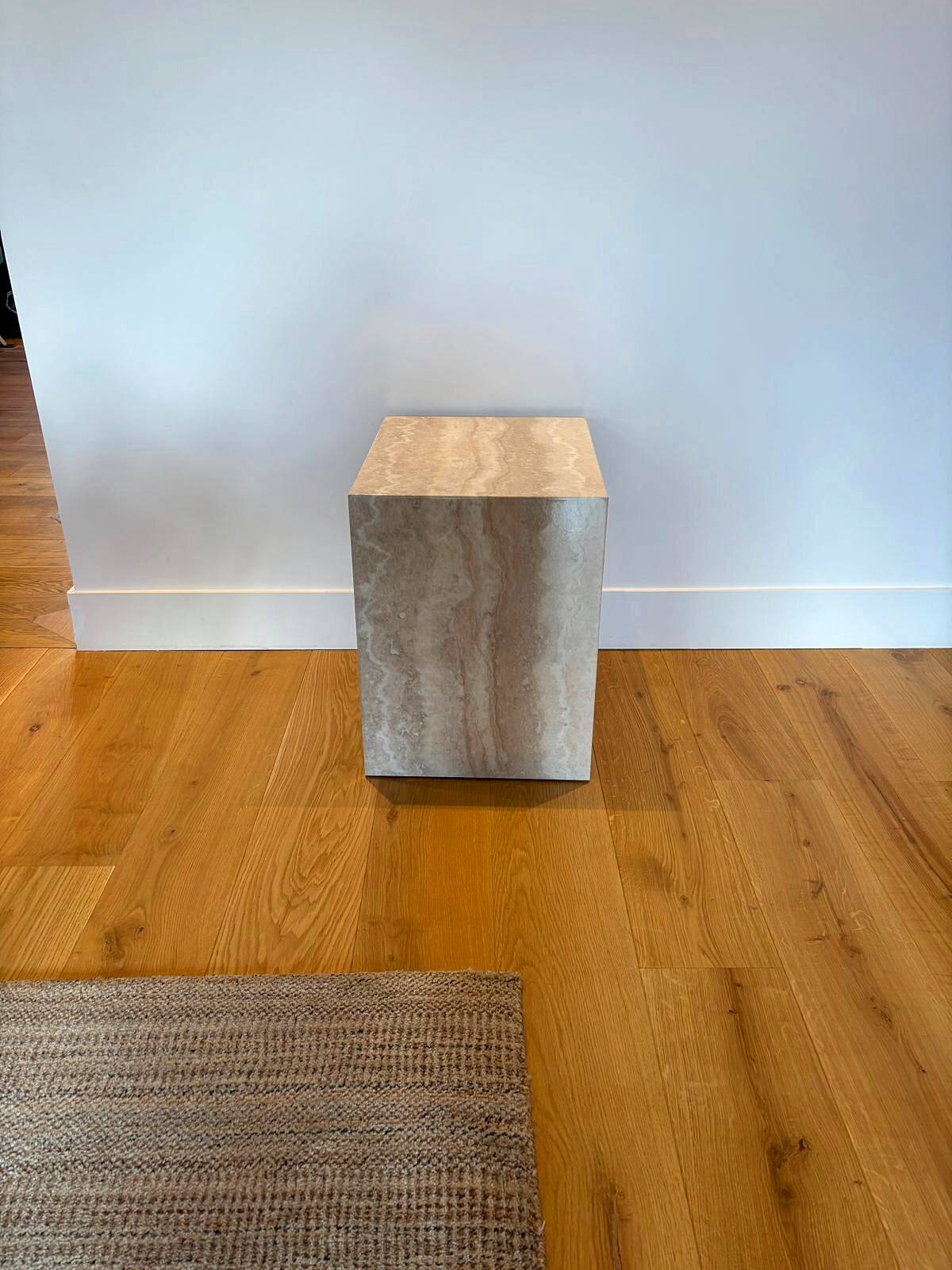 Pair of Napoli bedside tables in natural travertine.