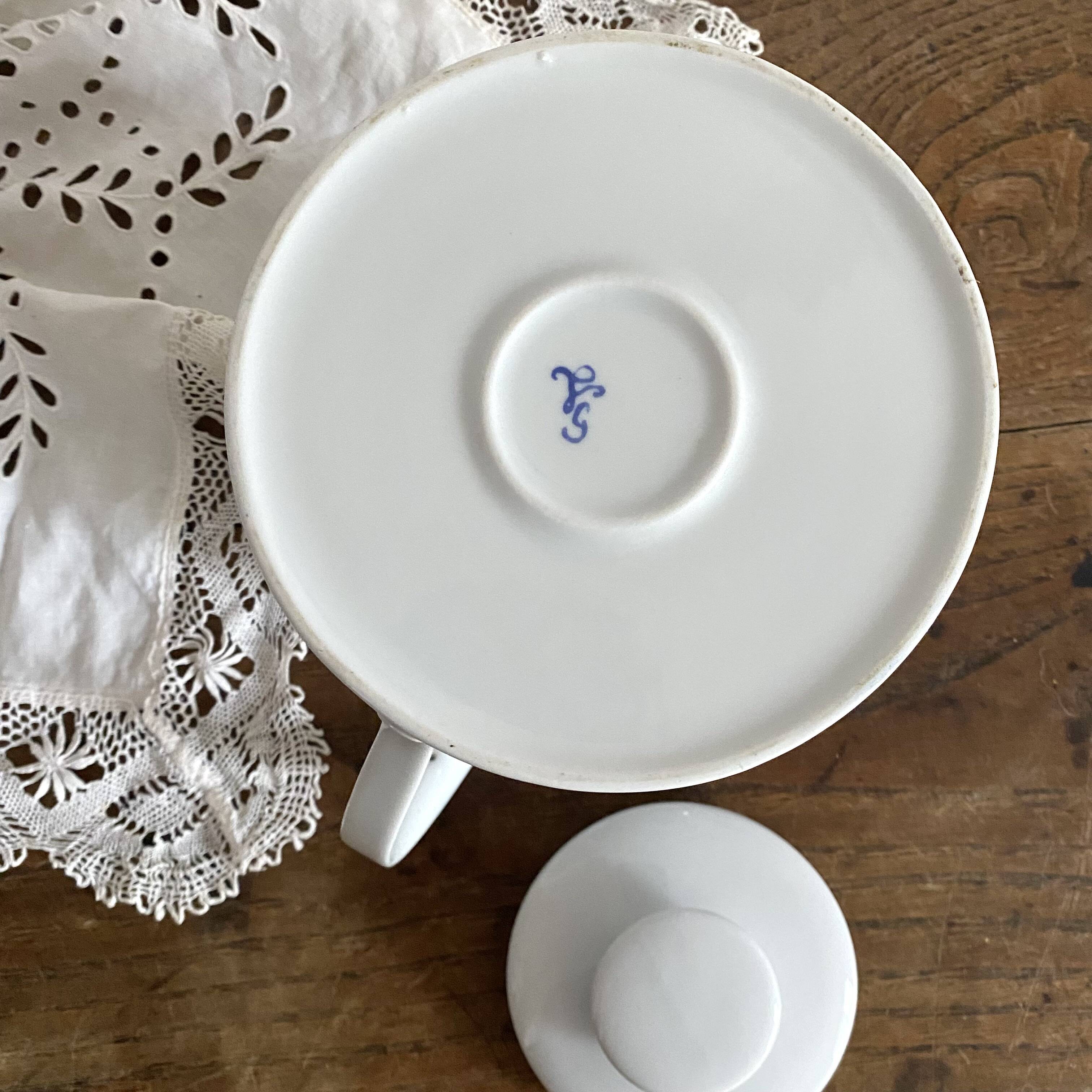 Porcelain teapot with hand-painted bird decoration