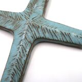 Pale blue ceramic wall cross signed Amphora, 1970s.