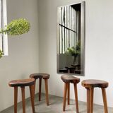 Set of 5 olive tree tripod stools from the 50s