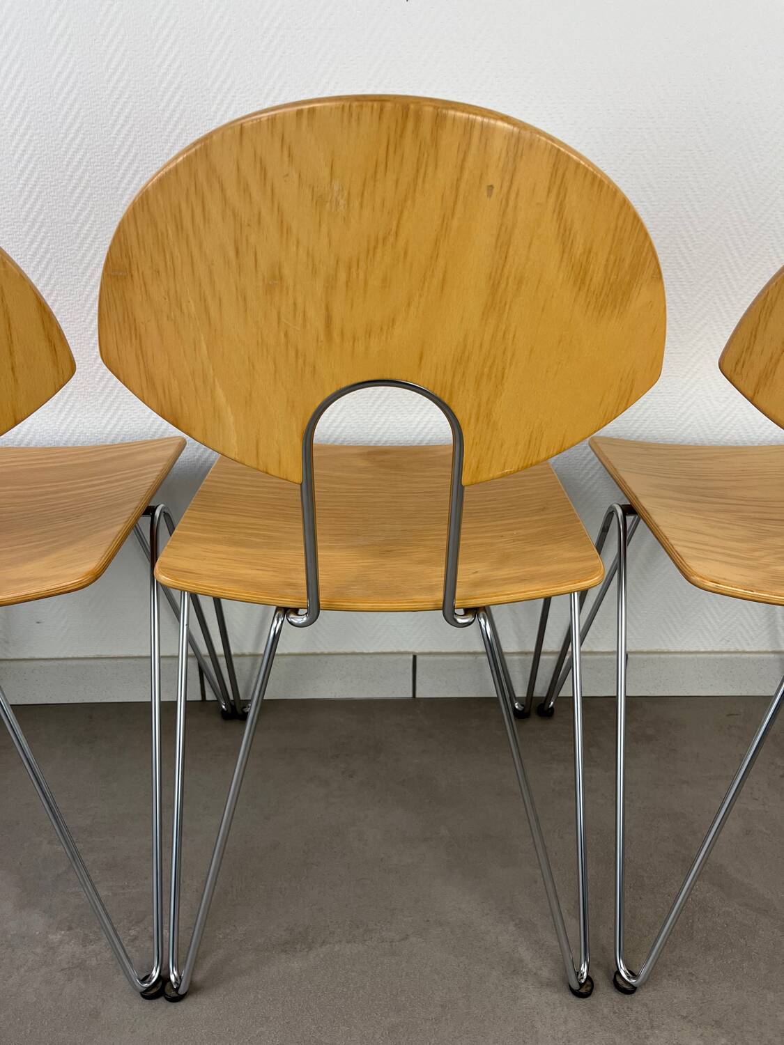 6 Mikado chairs 1800, stackable, design by Walter Leeman for Kusck&co.