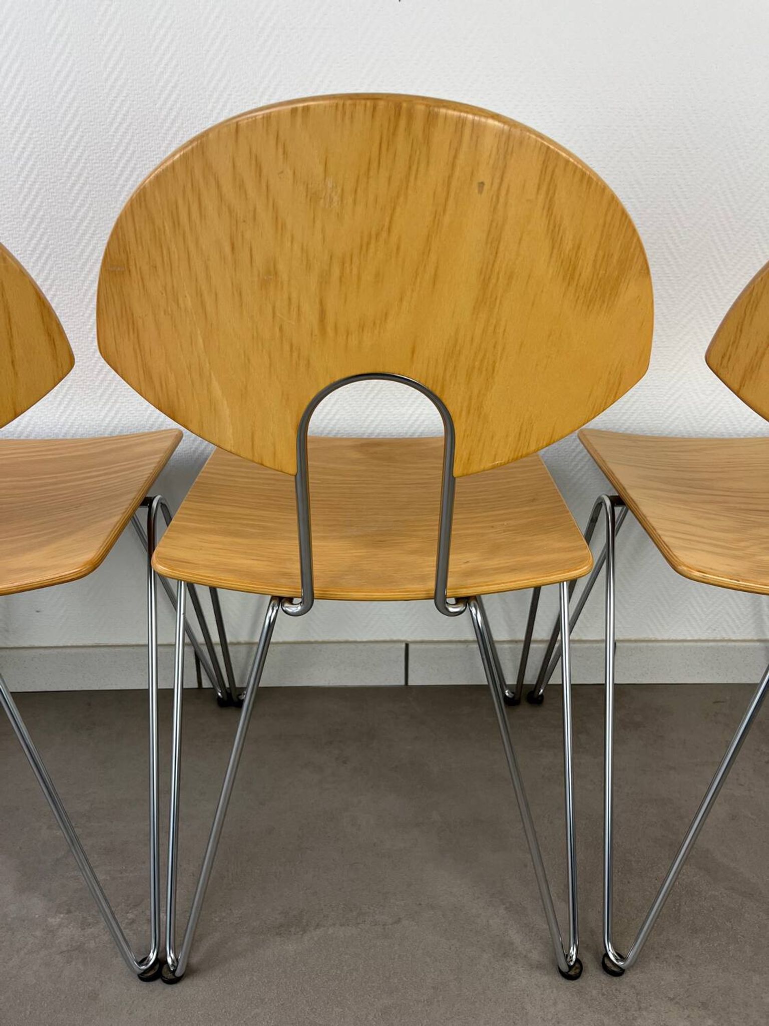 6 Mikado chairs 1800, stackable, design by Walter Leeman for Kusck&co.