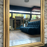 Antique mirror 136.5/98cm Louis-Philippe pearl-gilded with gold leaf.