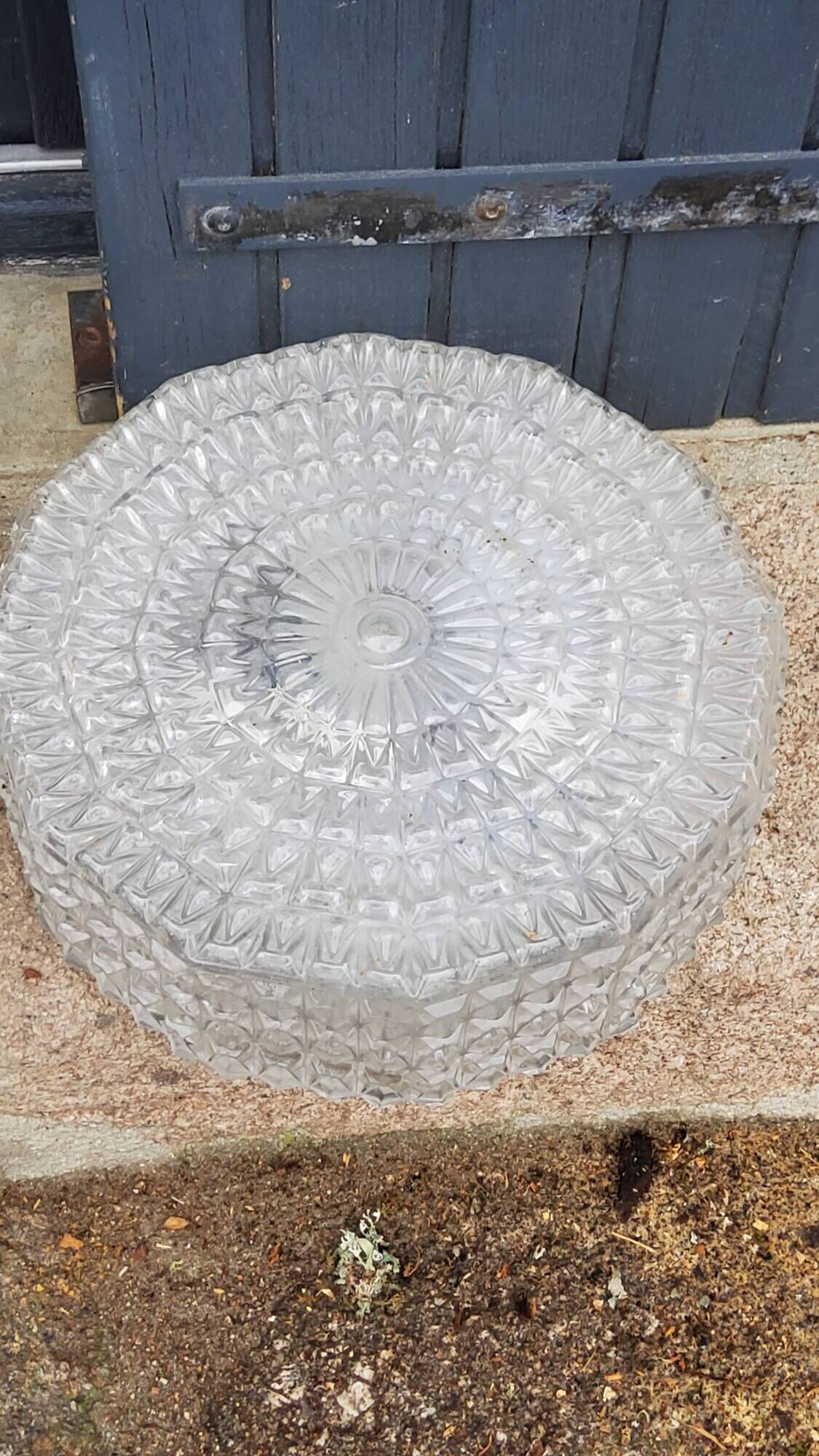 Set of 2 Erco ceiling lights from the 60s in diamond-tipped glass Diameter 35cm