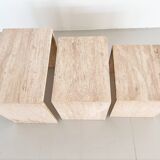 Nesting coffee tables in travertine stone from the 1970