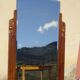 Art Deco mirror in walnut frame 126/88cm