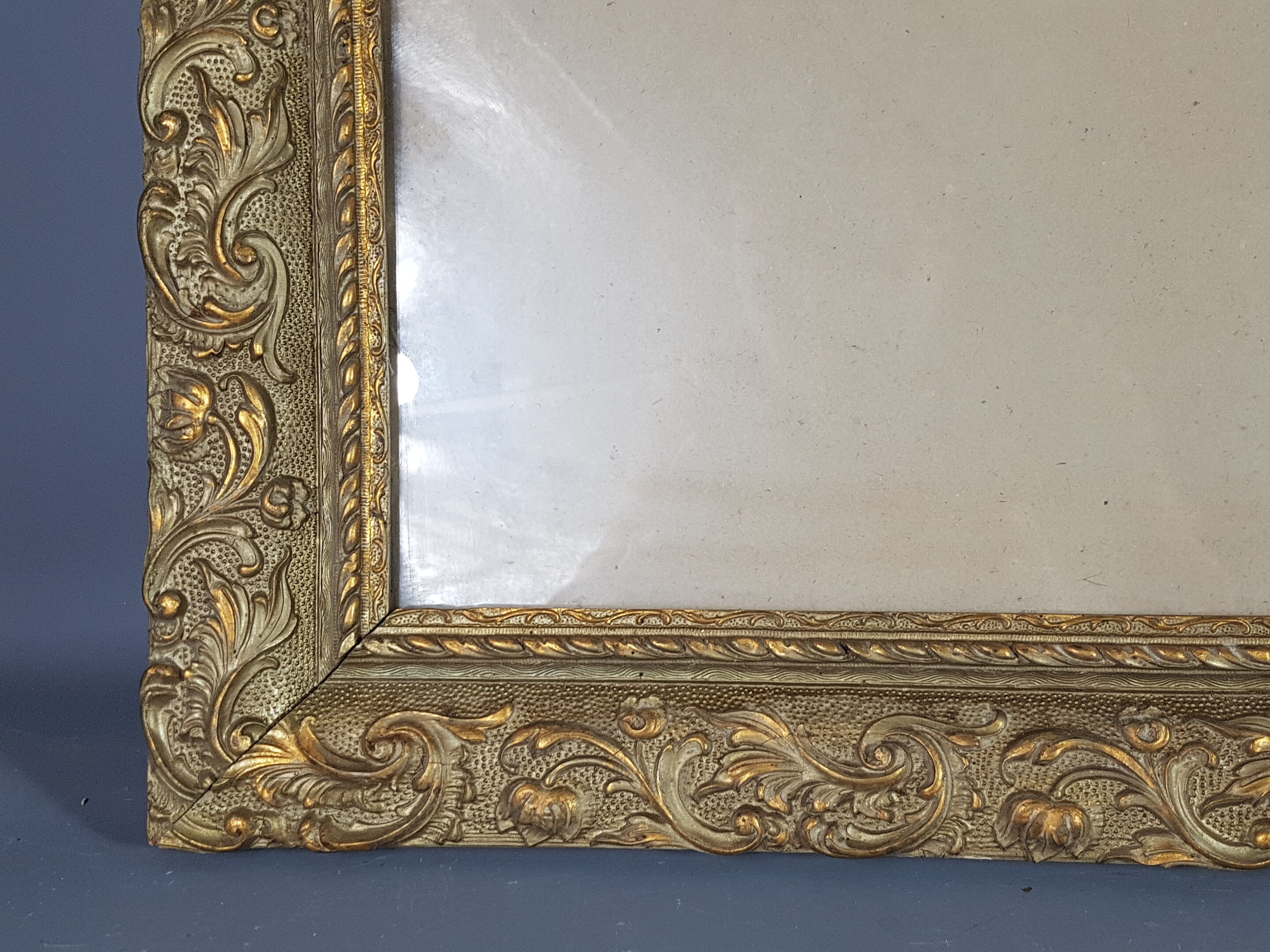 Old wood frame - gilded stucco - glass 61x51 cm leaf 50.5x40 cm SB 113