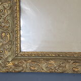 Old wood frame - gilded stucco - glass 61x51 cm leaf 50.5x40 cm SB 113
