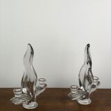 Flame candle holders in vintage crystal 60