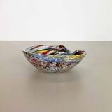 Bol en verre de Murano argent Flakes Shell Ashtray by Dino Martens Italie Années 1960