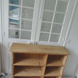 Vintage craft furniture on casters in pitch pine, 6 lockers.