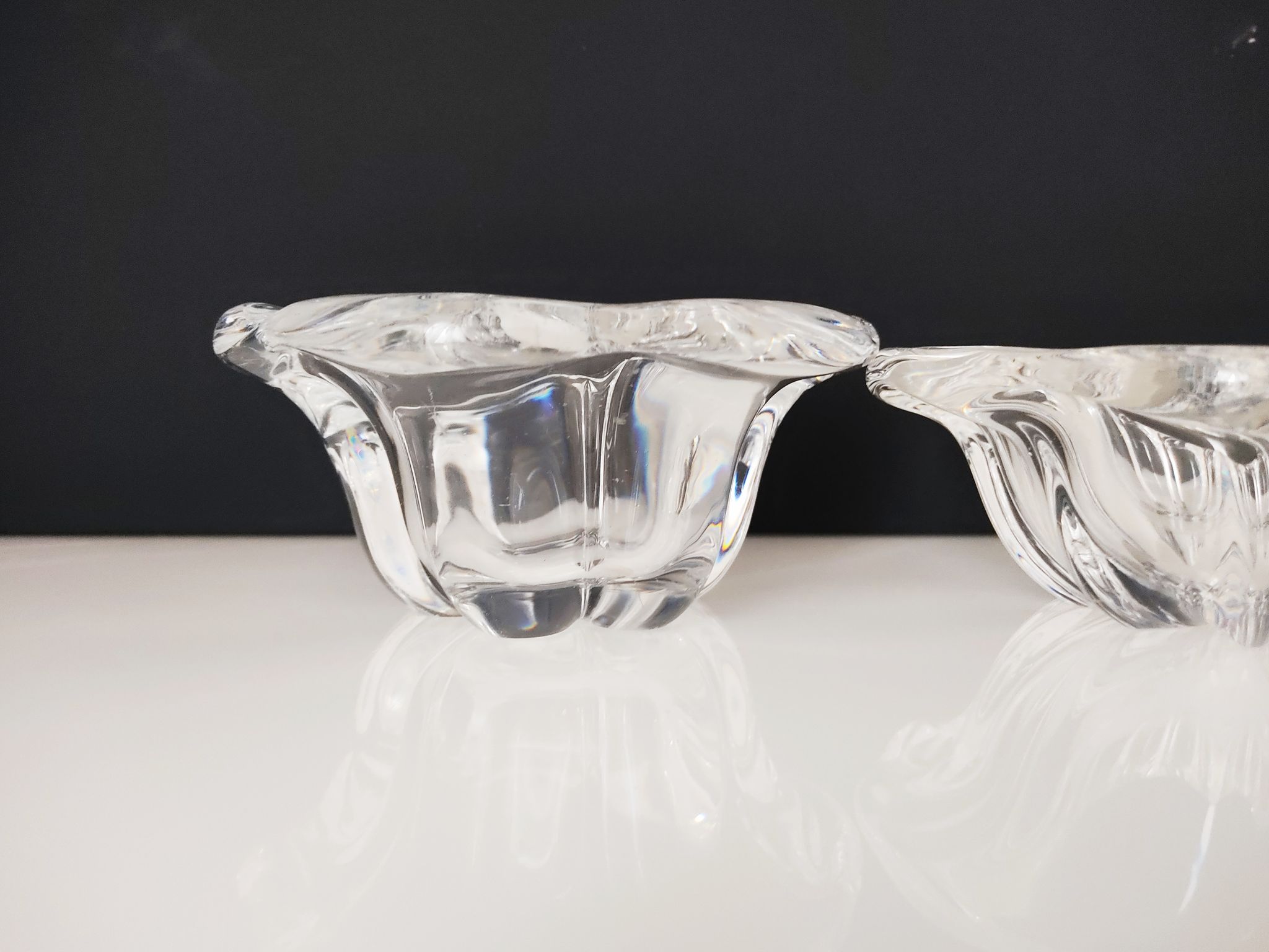Set of 3 cups including one signed Val Saint Lambert