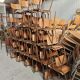 Set of 6 Czech school chairs in metal and wood, Kovona bistro style.
